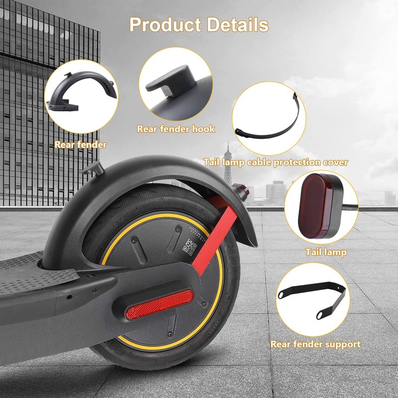 Yungeln Rear Fender Accessories Includes Rear Fender + Bracket + LED Taillight Compatible with Segway Ninebot Max G30 / Max G30 E/LP Electric Scooter Accessories