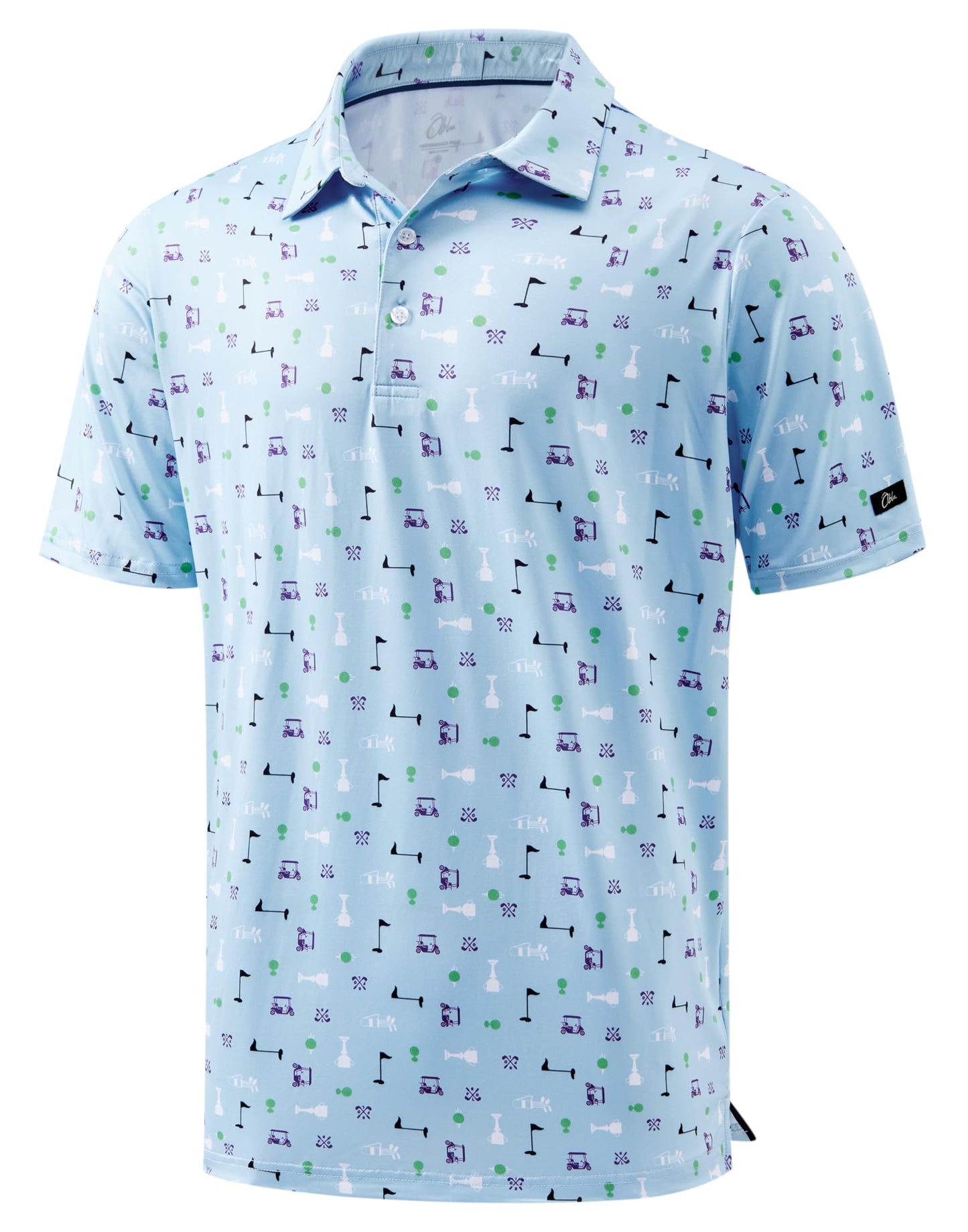 Obla Mens Golf Polo Shirts Short Sleeve Dry Fit Performance Moisture Wicking Casual Print Collared Golf Shirts for Men (Blue Golf Flag_4XL)