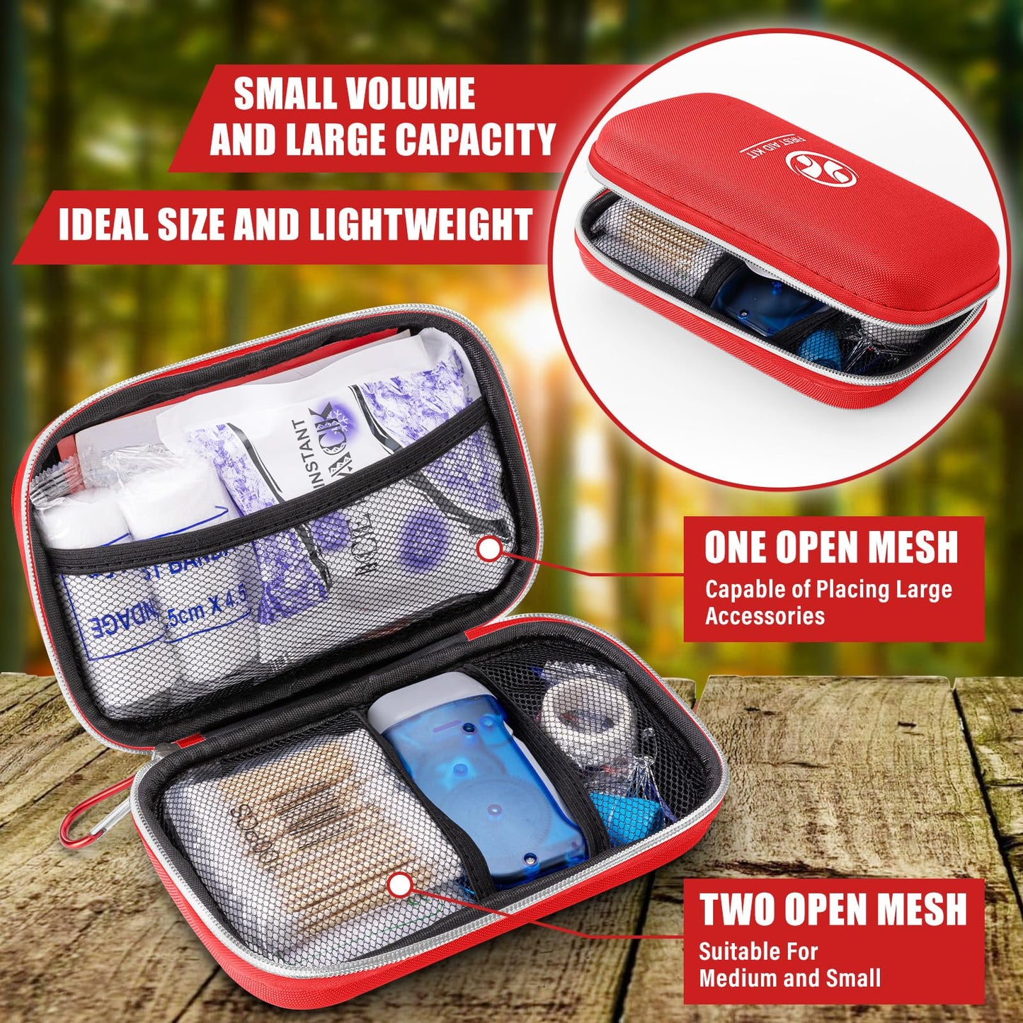 First Aid Kit with Essential Emergency Medical Supplies, Portable Waterproof Medical Kit for Home Travel Camping Hiking, Backpacking Med Kit for Sports College Dorm Student