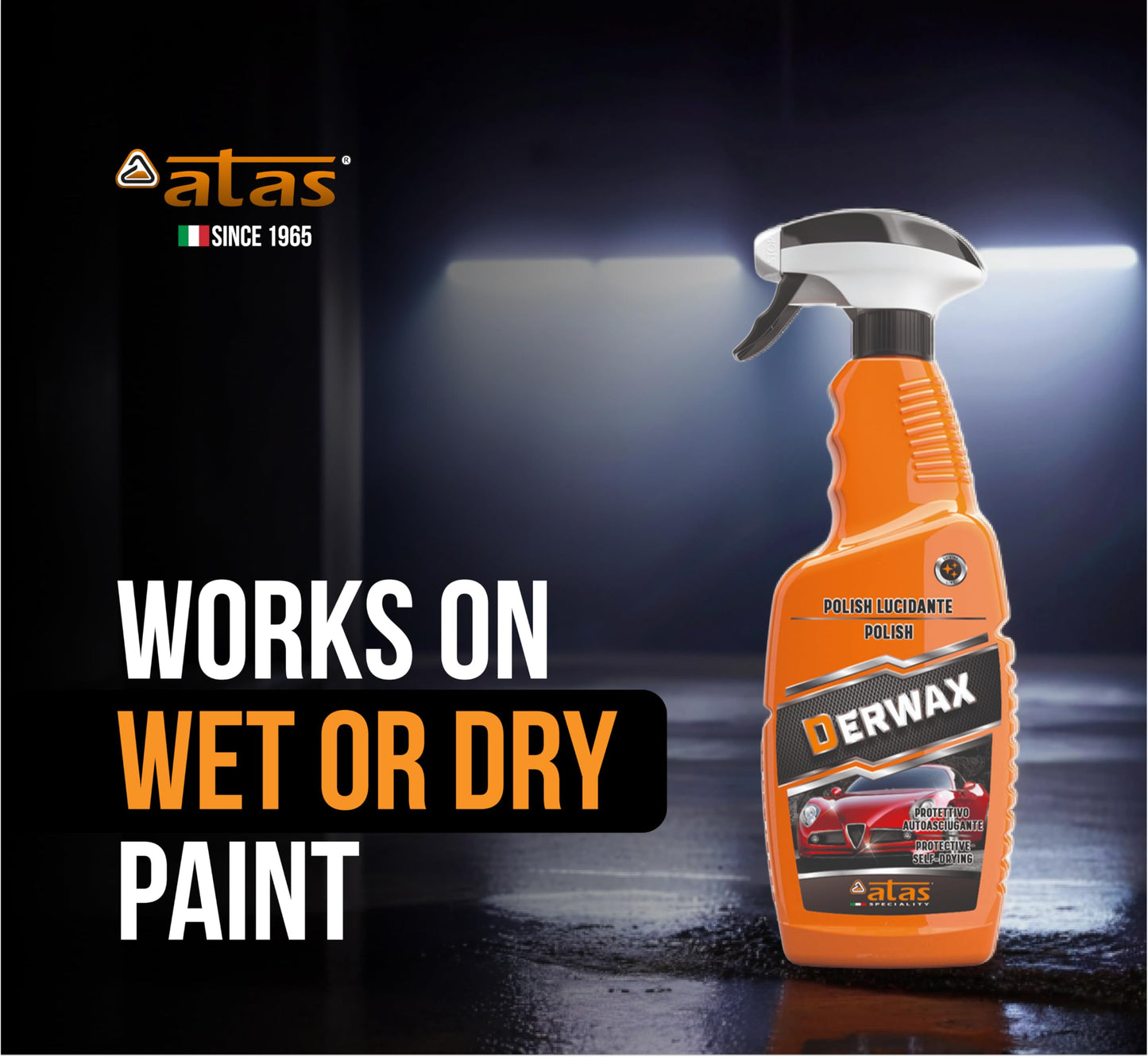 Spray Wax for Cars – Instant Mirror Shine & Streak-Free Finish – Premium Italian Formula, Easy Wipe-On Car Wax Spray for Deep Gloss, Slick Surface & Protection on Paint, Plastic & Trim – 25 Oz