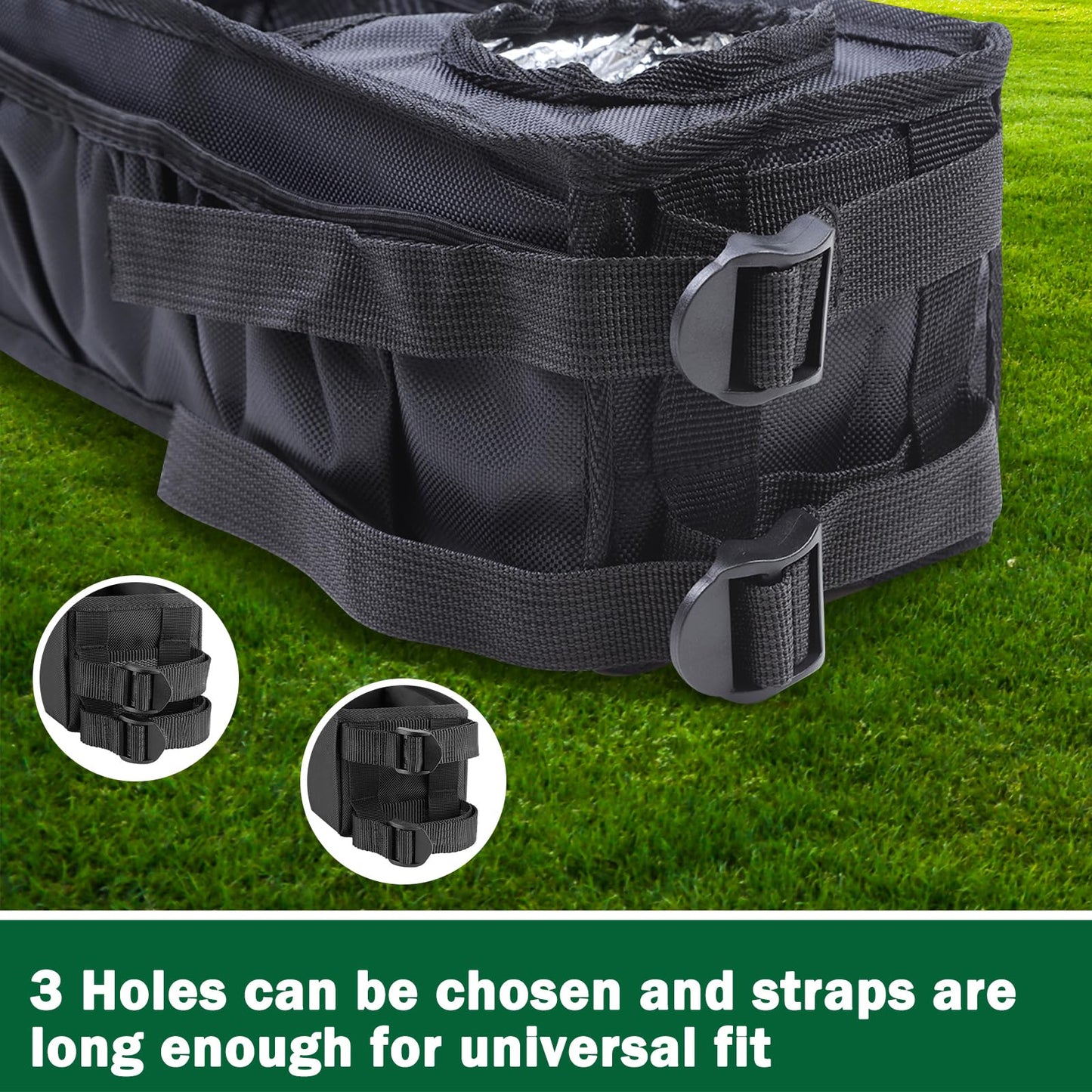 Upgraded Golf Cart Front Storage Basket with Insulated Cup Holders, No-Drilling Dash Tray Organizer Compatible with EZGO, Club Car, Kandi Electirc Golf Cart, 1680D Golf Cart Storage Organizer, Black