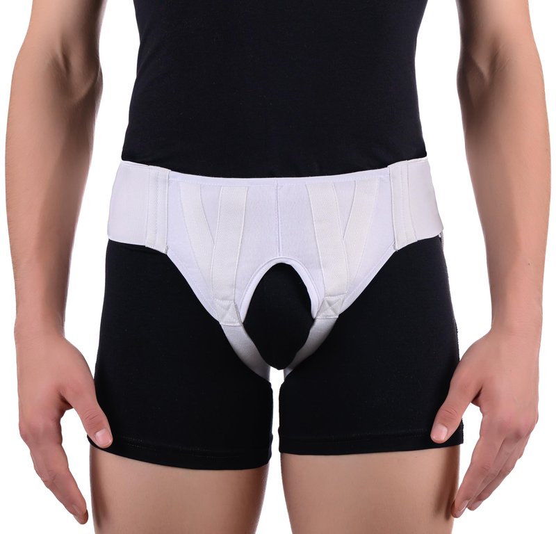 FlexaMed Double Inguinal Groin Hernia Truss with Removable Compression Pads - White Medium