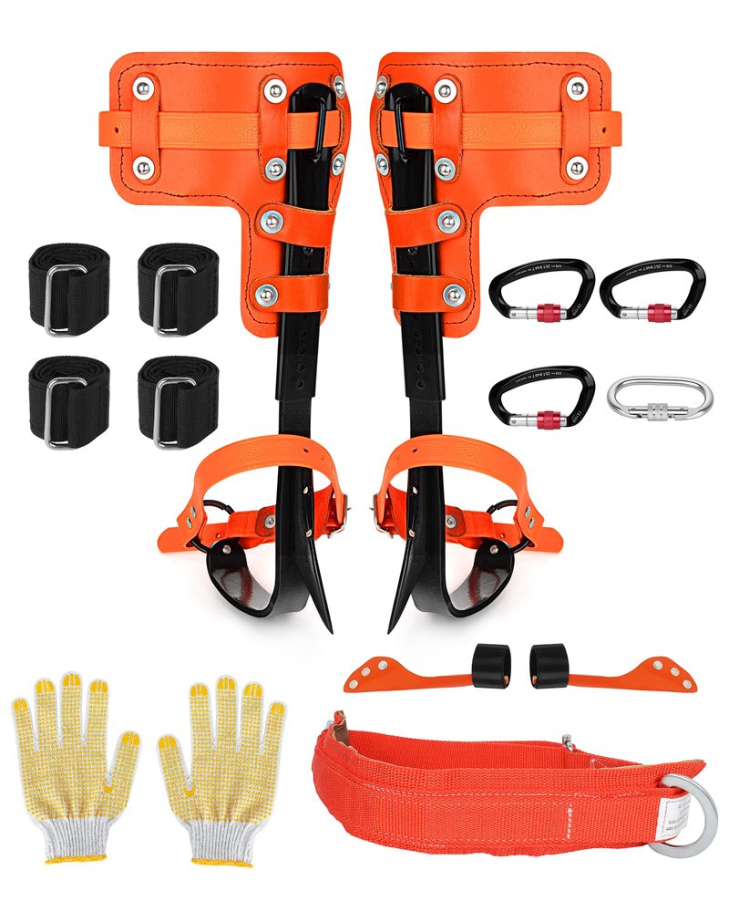 Xeoca Tree Climbing Spikes Set Tree Climbing Gear 1 Pair Alloy Steel Climbing Spurs 350lbs Load Capacity Arborist Equipment for Climbers, Fruit Picking and Lumberjack