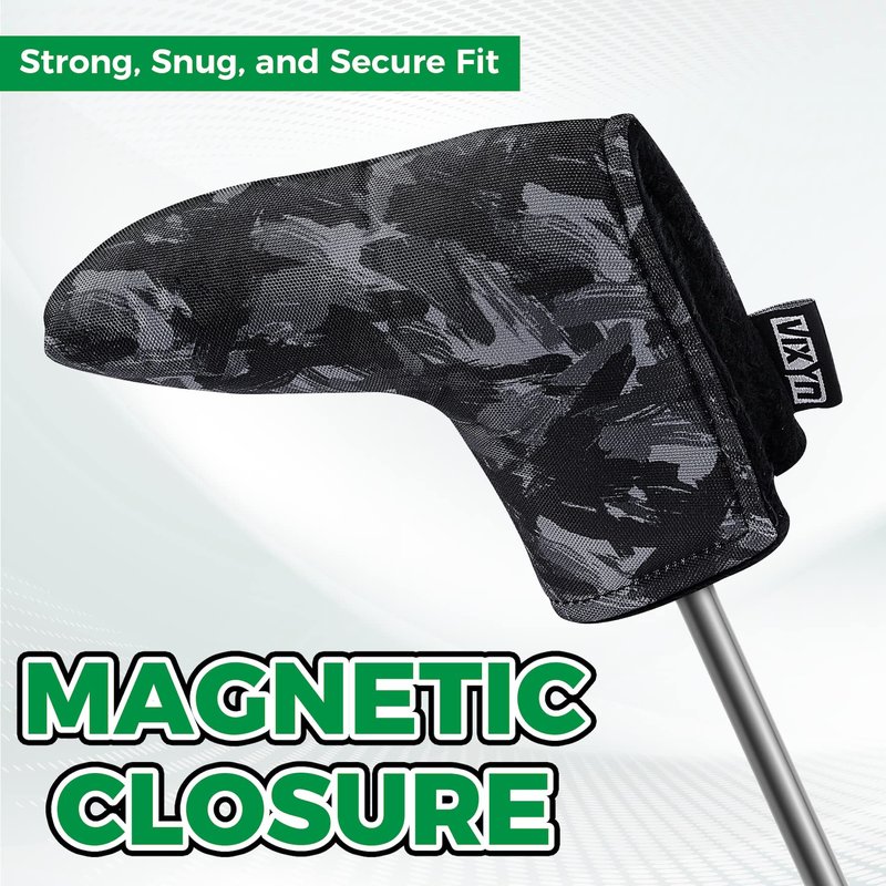 VIXYN Blade Putter Cover - Premium Golf Putter Headcovers - Magnetic Fleeced Lined Head Covers (Black Brush)