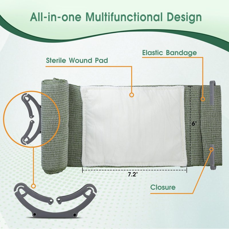 SuccorWare 6 Inch 3 Packs Israeli Bandage - Emergency Bandage with Vacuum Sterile Package - for Wound Dressing, First Aid Kit, Medical Trauma Kit Refill