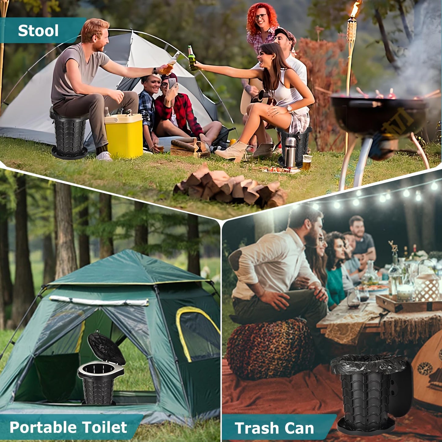 Upgrade Retractable Portable Toilet Camping Toilet Lightweight and Height Adjustable Folding Travel Toilet Portable Potty for Adults Kids, Perfect for Travel,Camp,Car,Emergency Use