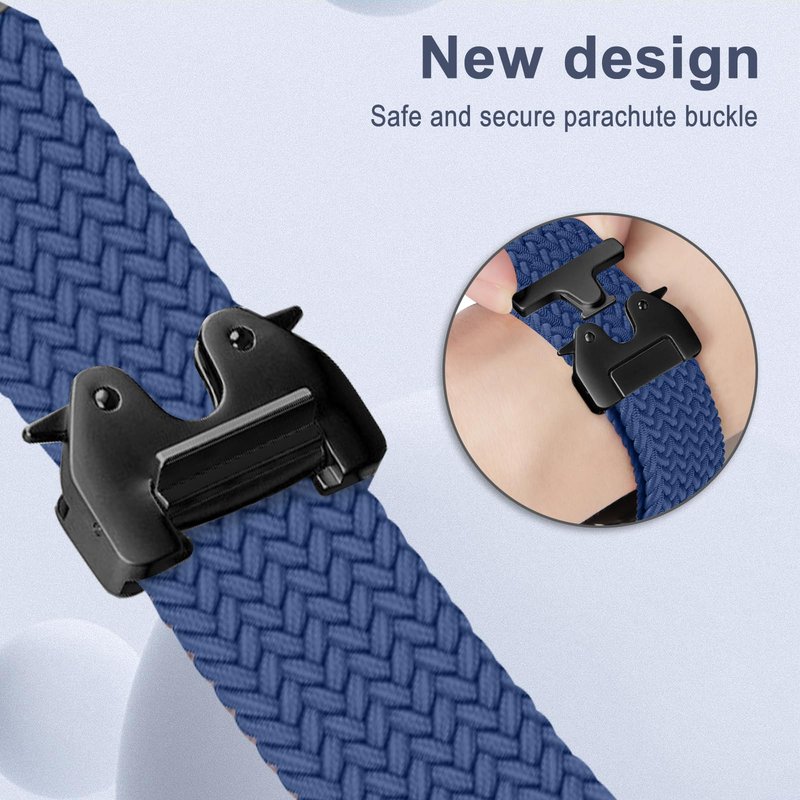 MiKoyi Nylon Band for 47mm of Garmin Fenix E/Fenix 8 Pro/Tactix 8/Quatix 8/D2 Mach 2, 22mm QuickFit Stretchy Braided Nylon Sport Strap for Garmin Quatix 7 Pro/6/6 Titanium, Descent G2 - Blue