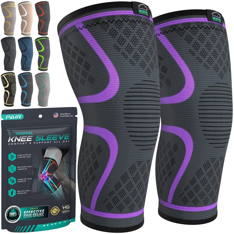 Compression Knee Brace for Running & Sports | 2-Pack Support Sleeves for Meniscus Tear & Arthritis Pain Relief