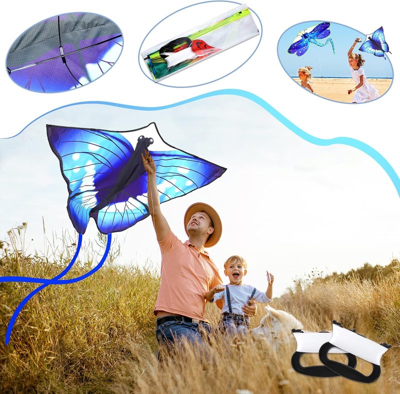 Large Butterfly Kite - Easy to Fly for Kids & Adults | 6 Pack - Perfect for Outdoor Games & Beach Activities