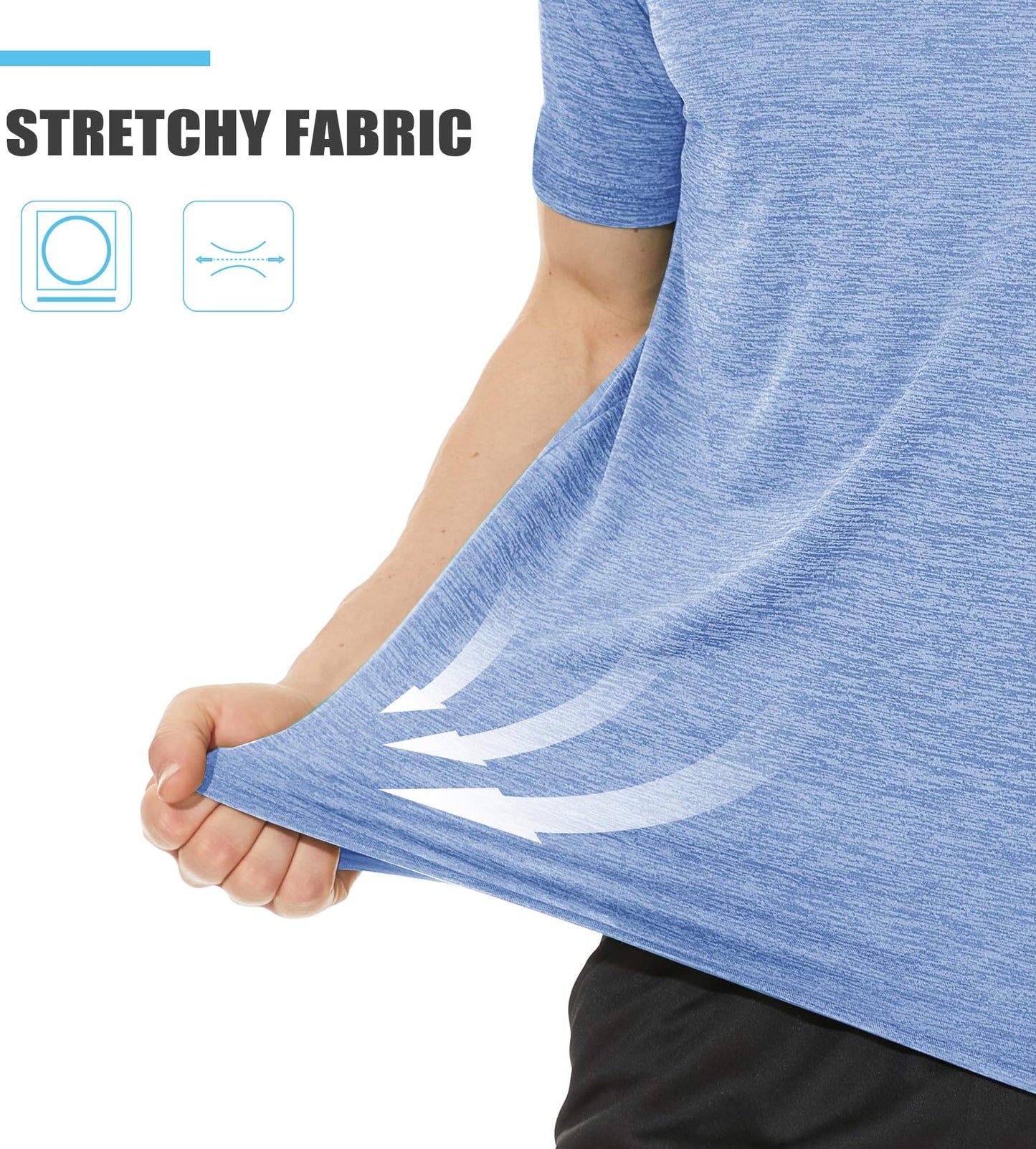 TACVASEN Workout Shirts for Men Short Sleeve Running Gym Athletic Dry Fit Shirts for Men Quick Dry Moisture Wicking Shirts for Men
