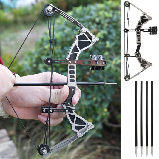 ZSHJGJR 6"/7.4"/7.9"/8.6"/8.8"/9.5" Mini Archery Bow Set Mini Compound Bow Mini Hunting Bow Right/Left Handed for Hunting Shooting Practice Archery Entertainment Fun (9.5" Bow)