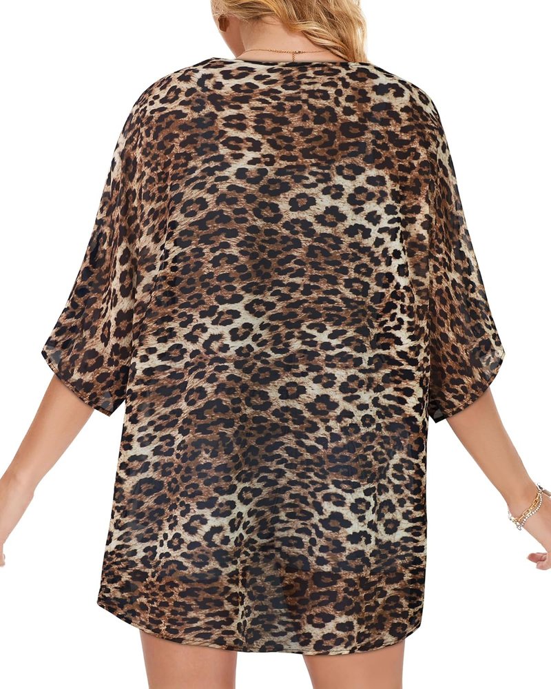 Floral Print Puff Sleeve Kimono Cardigan - Casual Blouse Top for Women | Lightweight & Stylish