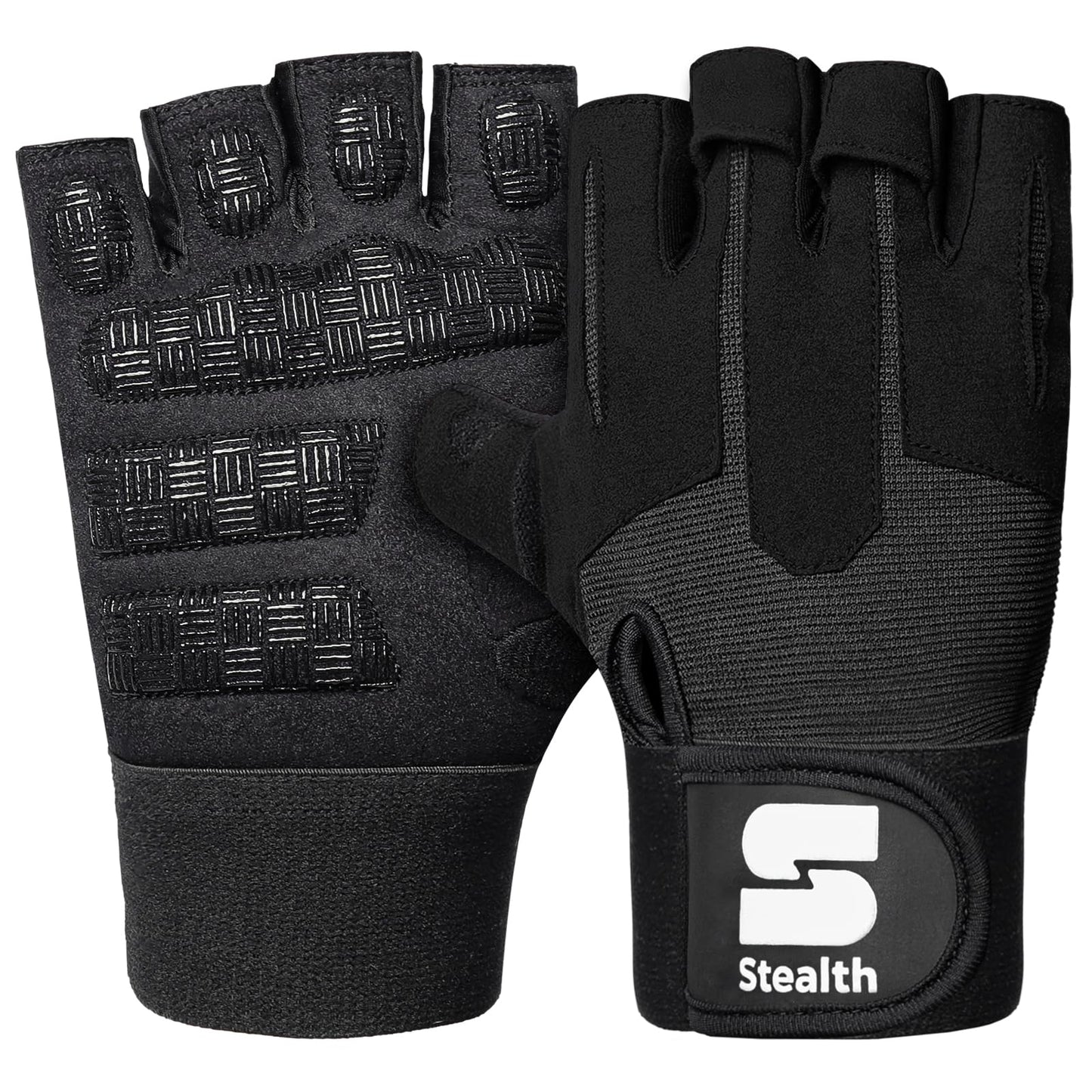 Stealth Sports Weight Lifting Workout Gloves Men Women Non-Slip Gel Padded Grip Full Palm Protection for Pull ups Gym Training Fitness Weightlifting Bodybuilding Exercise Gloves,R7 - Black (M)