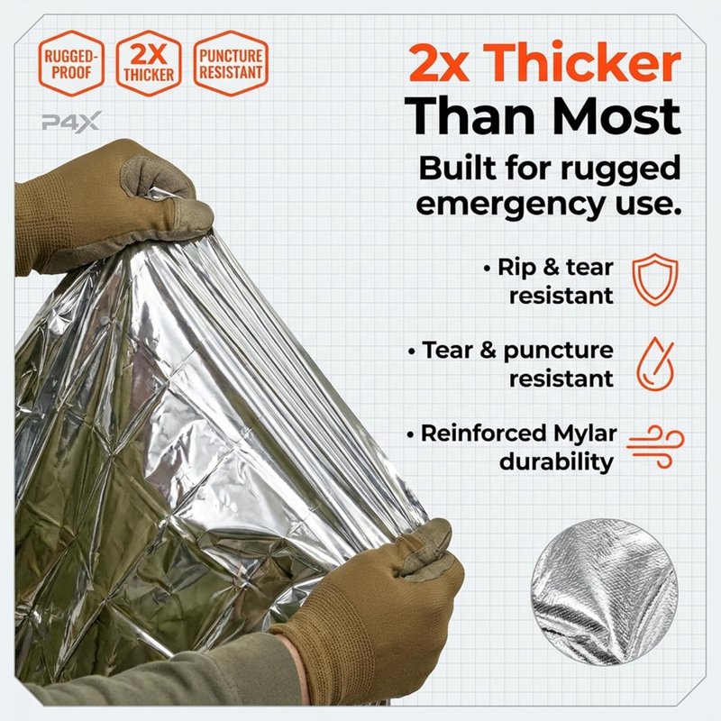 Mylar Emergency Blankets 8-Pack - Waterproof, Rip-Resistant Survival Gear | Thermal Blankets for Outdoor Use