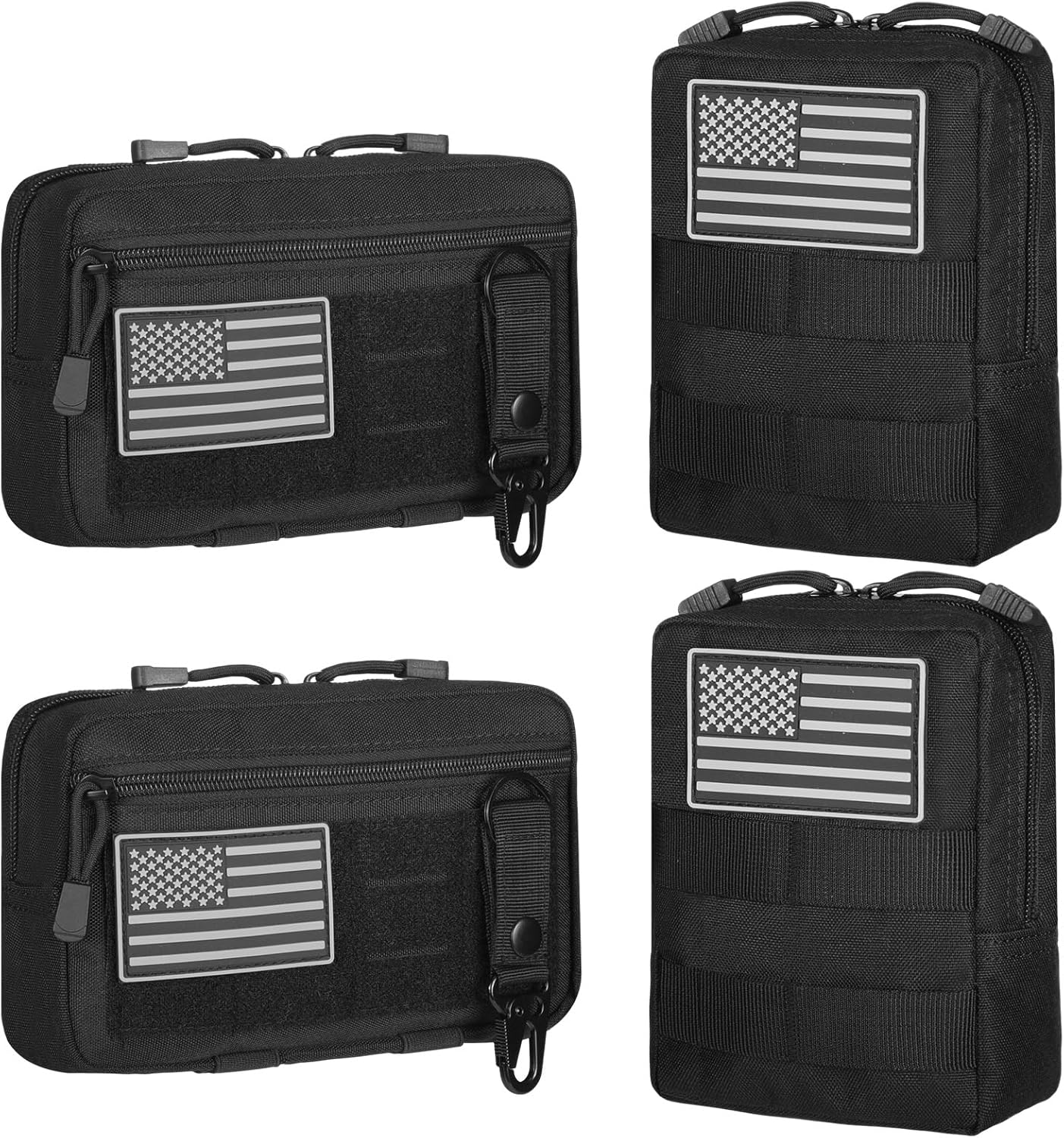 Tactical Molle Utility Pouch Set - Water-Resistant EDC Tool Bags for Men | Includes US Flag Patch & Keychain