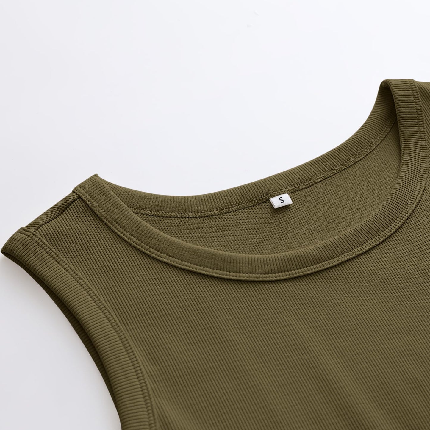 ANRABESS Womens Sleeveless High Neck Tank Tops Fashion Summer Casual Basic Slim Fit Ribbed Racerback Top Shirt Clothes Yellow Army Green X-Small