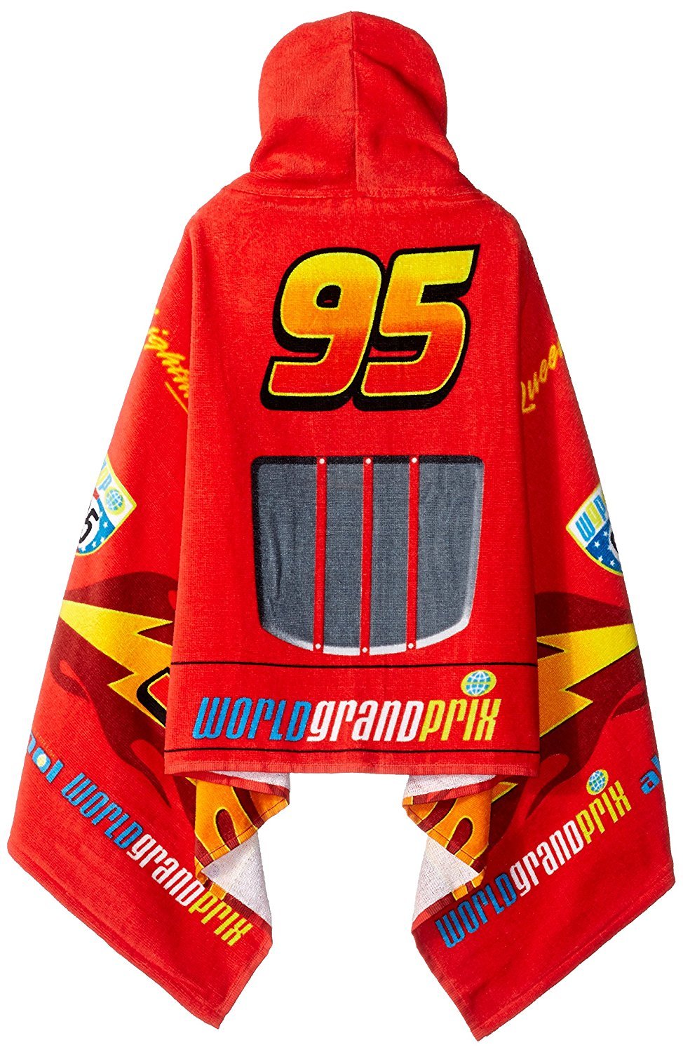 Jay Franco Kids Hooded Towel – 22" x 51" Super Soft Bath Wrap with 3D Hood, Classic Characters, Beach, Pool & Travel, Official Licensed, Red - Cars