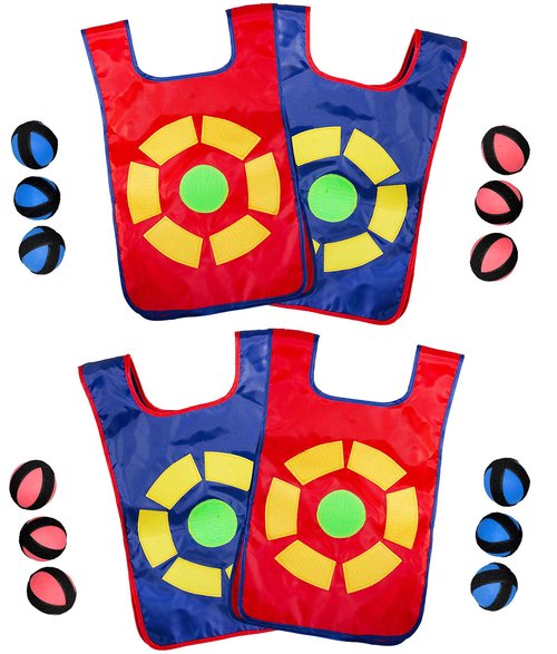 CC O PLAY Ultimate Dodgeball Game for Kids | 4-Player Toy Set 4 Vests, 12 Dodge Balls, 1 Drawstring Bag | Fun Indoor and Outside Dodge Tag Game for Boys and Girls 6+ Years