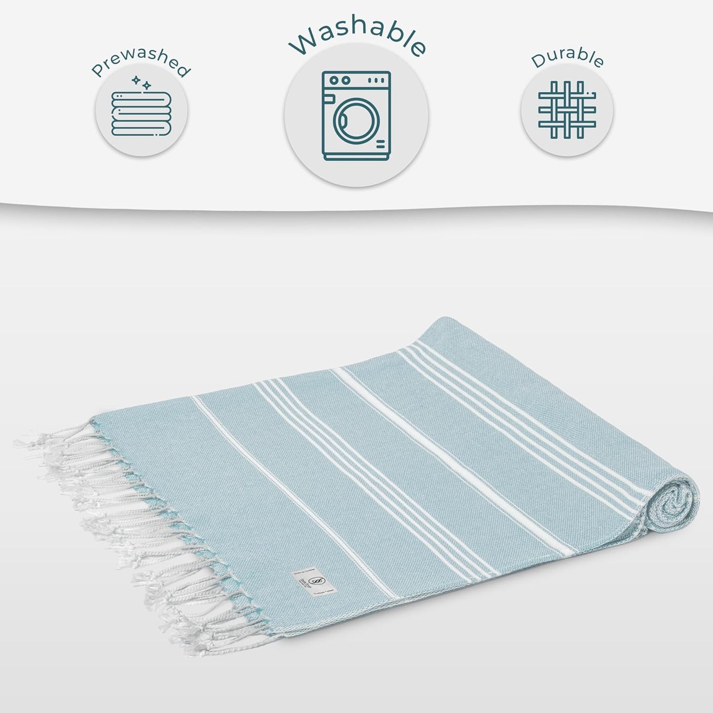 Turkish Beach Towel - Quick Dry Oversized (39" x 71") | Versatile Travel Blanket, Gym, Pool, Yoga - Baby Blue