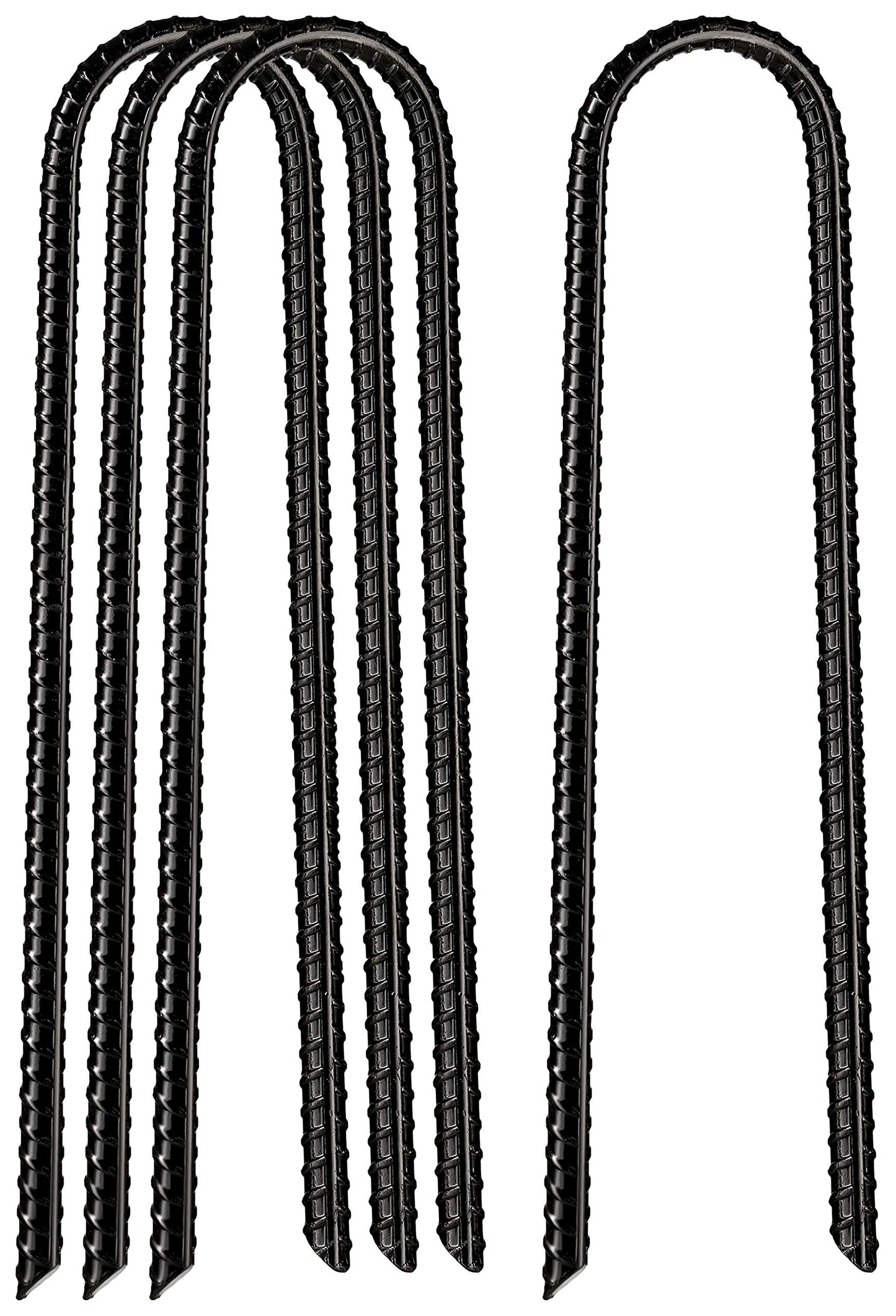 VASGOR 12” x 2” 4pcs Trampolines Wind Stakes Black Powder Coated Rebar Steel - Heavy Duty U Shape Ground Anchors for Camping Tent - Garden Staples – Trampoline Pins - Sharp End