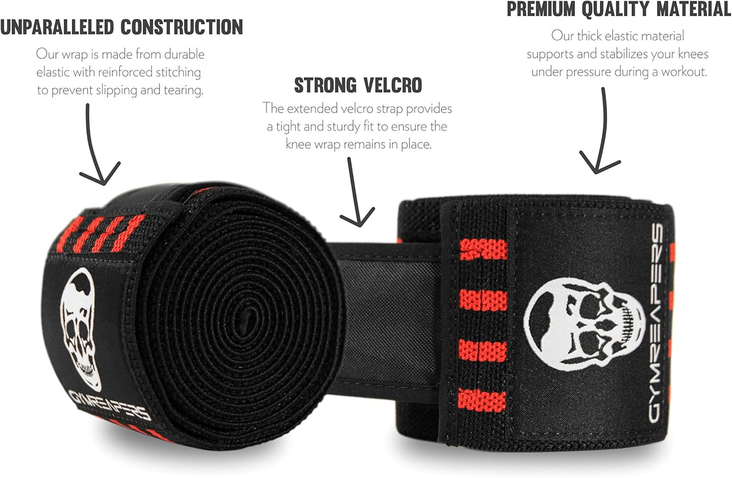 Knee Wraps for Squats & Powerlifting - 72 Inch Compression Support for Men & Women