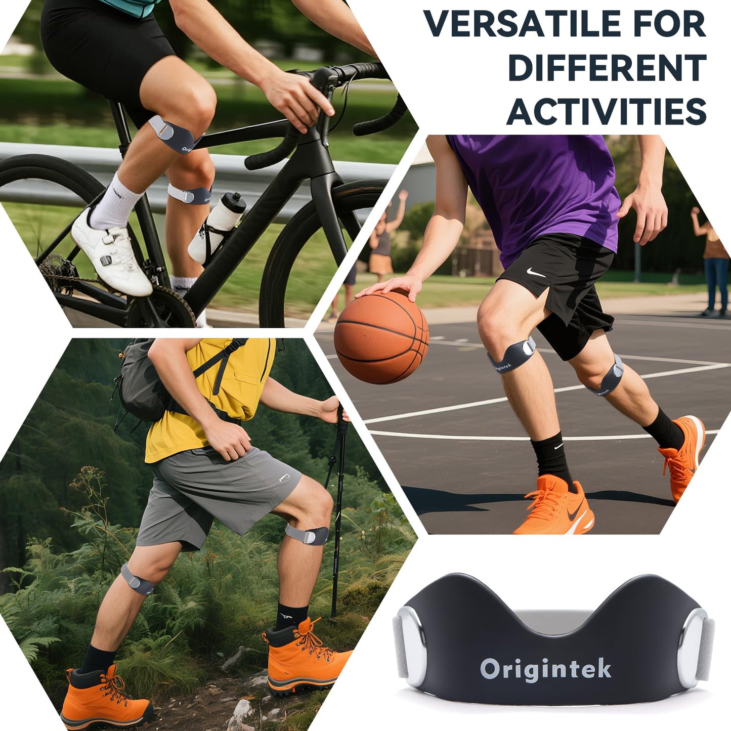 Patellar Tendon Support Strap, Adjustable Non-Slip Patella Band Knee Brace Stabilizer for Jumpers Knee, Tendonitis, Running, Basketball, Volleyball, Squats, Two Straps for Adults Teens, 1 Pack
