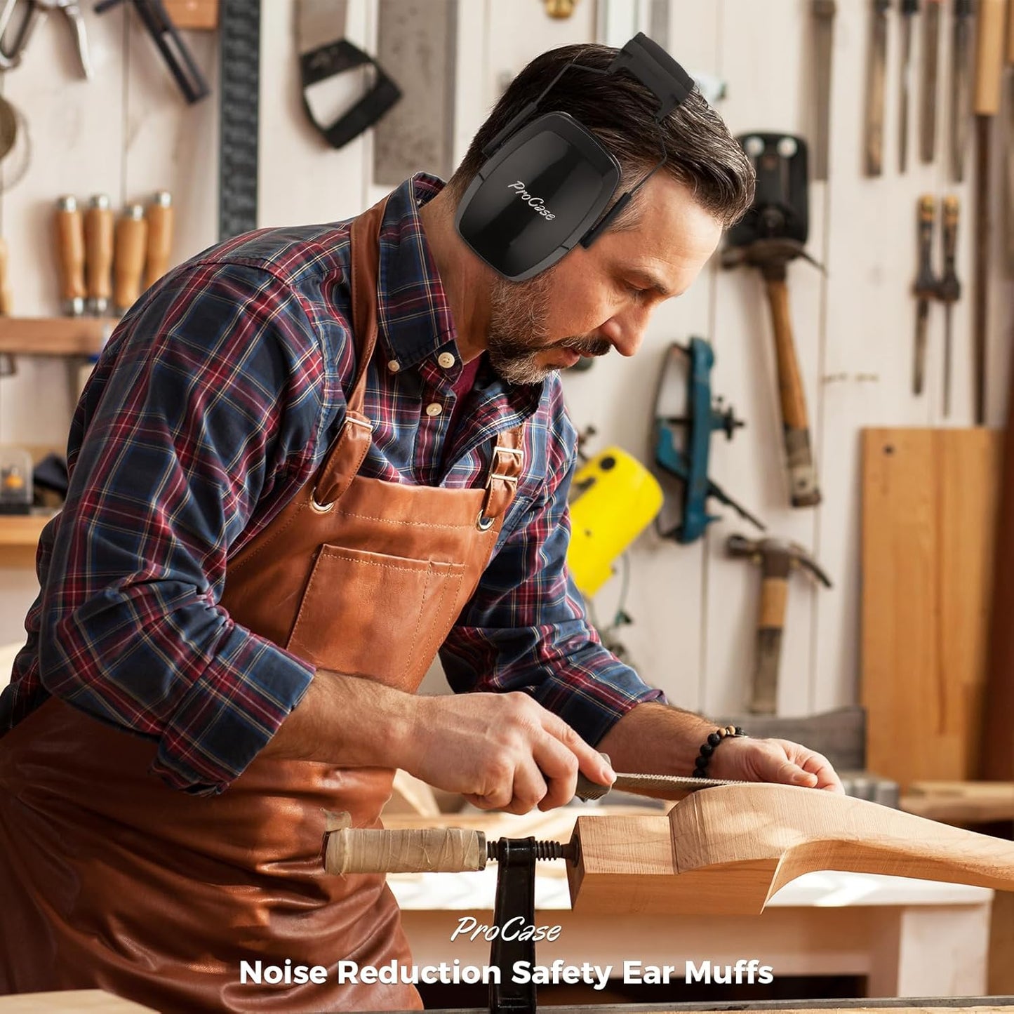 ProCase Noise Cancelling Ear Muffs - SNR 33dB Hearing Protection Headphones for Work & Shooting | Black