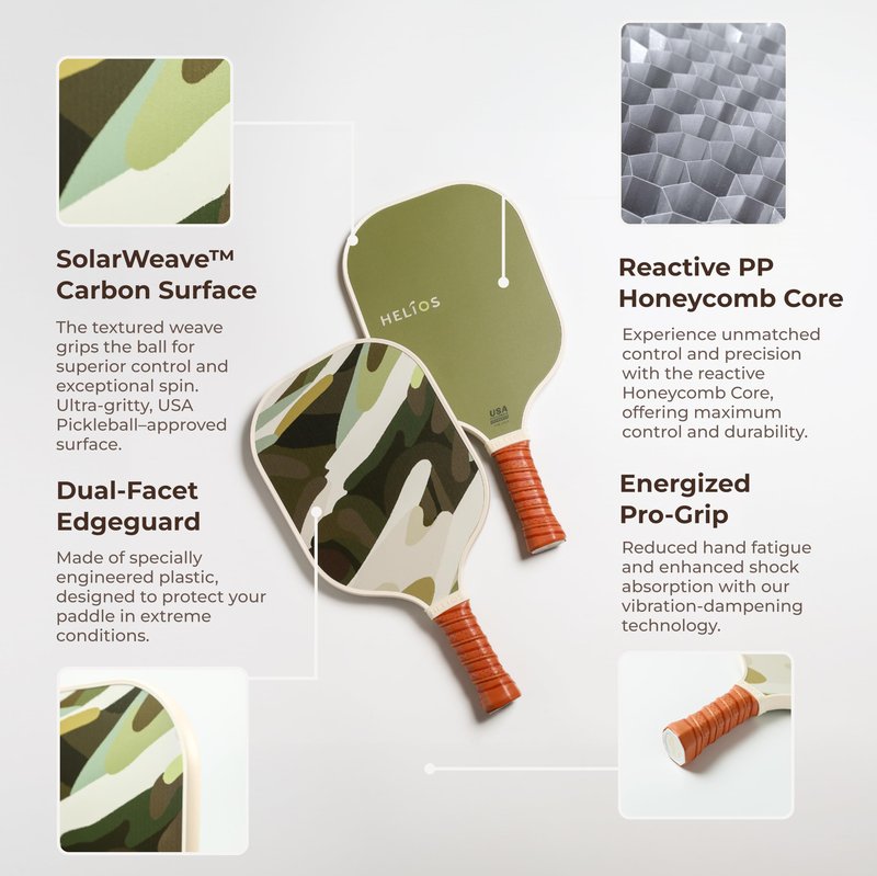 HELIOS The Gaia Pickleball Paddle – Canyon | Toray Carbon Fiber Surface with 13mm Reactive Core | 8oz, Beginner to Intermediate Paddle for Balanced Performance & Spin | USAP Approved