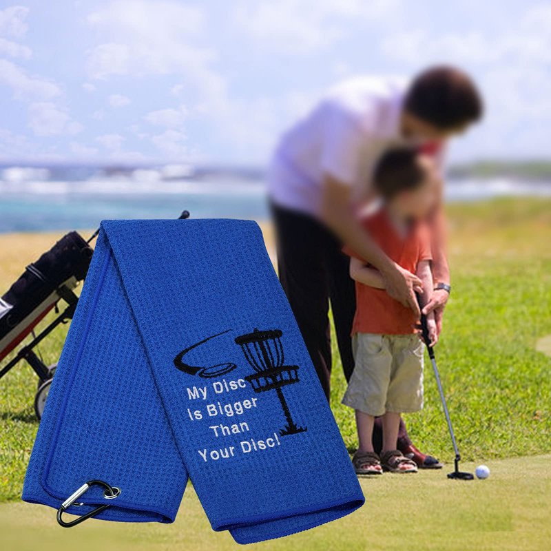 Funny Disc Golf Towel Golf Towel Embroidered Golf Towel Gift My Disc is Bigger Than Your Disc Golf Towel with Clip (Bigger Than Your Disc)