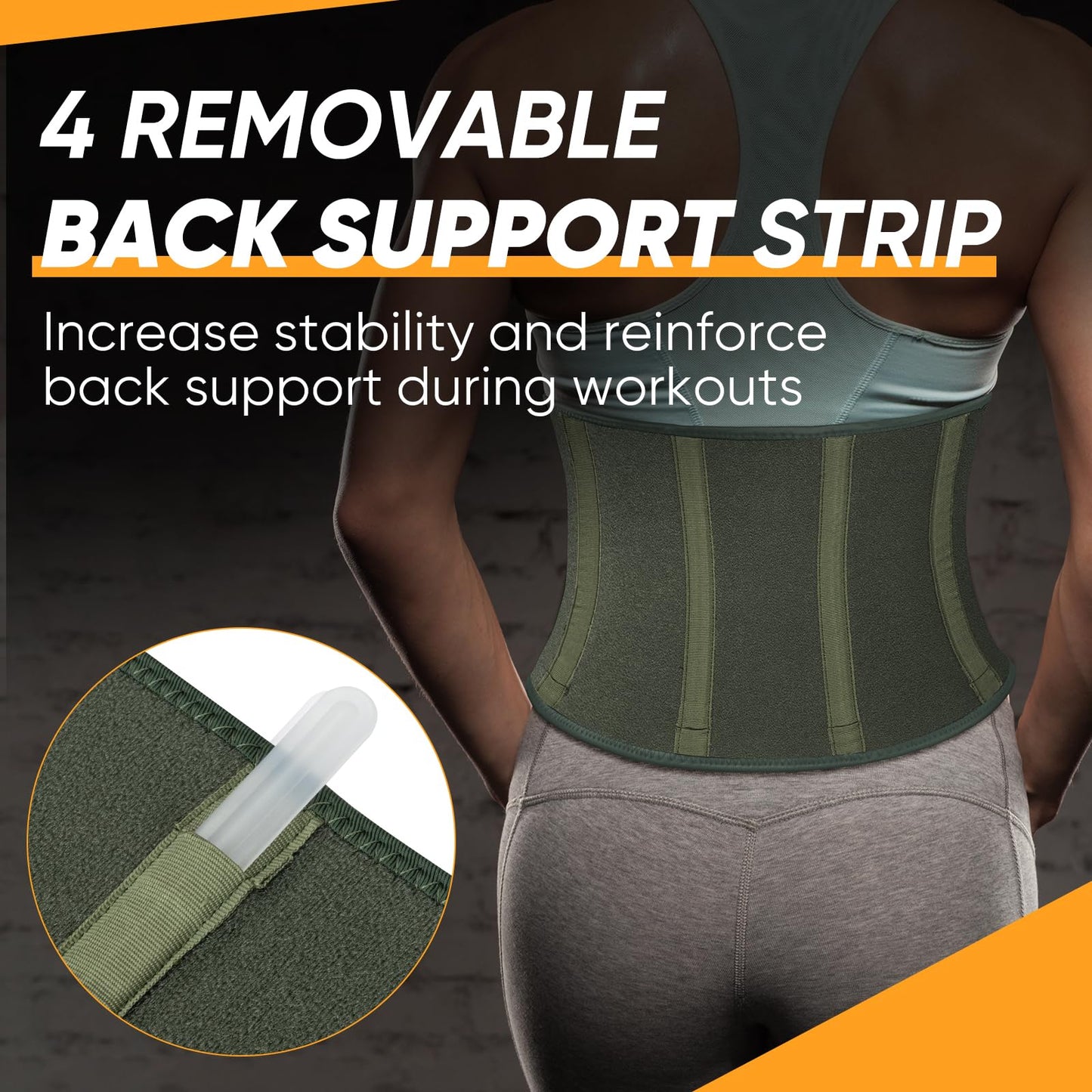APEXUP Waist Trainer for Women Lower Belly Fat, Men Sweat Band, Stomach Wrap, Waist Trimmer with Removable Lumbar Support (Army Green, XXL)