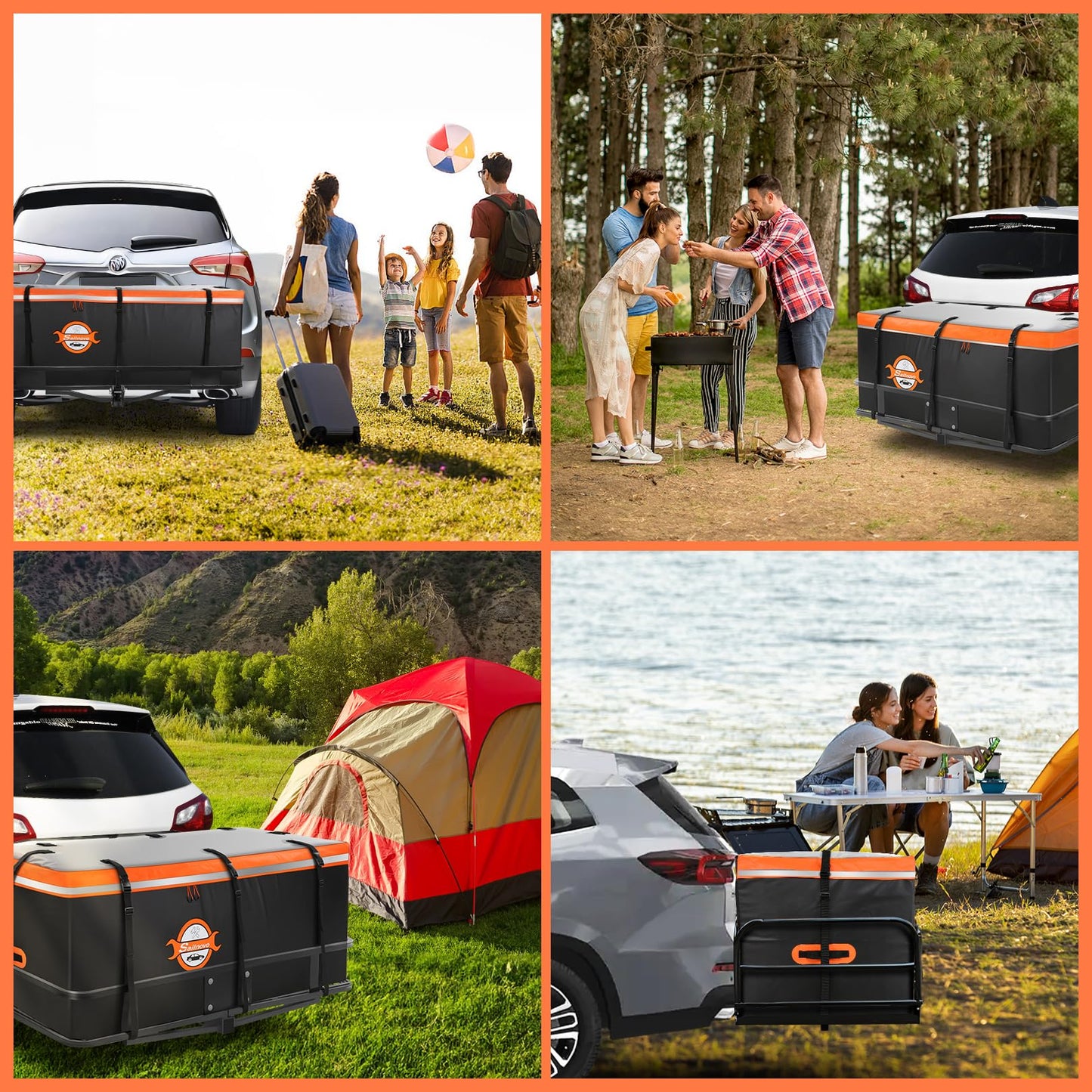 Sailnovo Hitch Cargo Carrier Soft Shell Bag Waterproof 20 Cubic Feet Cargo Bag for Hitch Carrier, PVC Trailer Hitch Storage Bag with 8 Reinforced Straps & Combination Lock & Storage Bag
