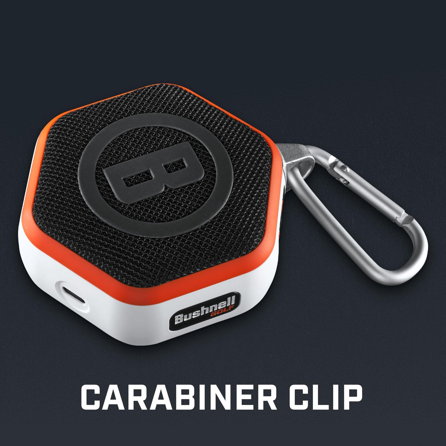 Bushnell Golf Wingman Mini GPS Speaker – Ultra Portable Bluetooth Golf Speaker with Audible Distances, Magnetic Cart Mount, Waterproof, 10Hr Battery & Carabiner, Orange