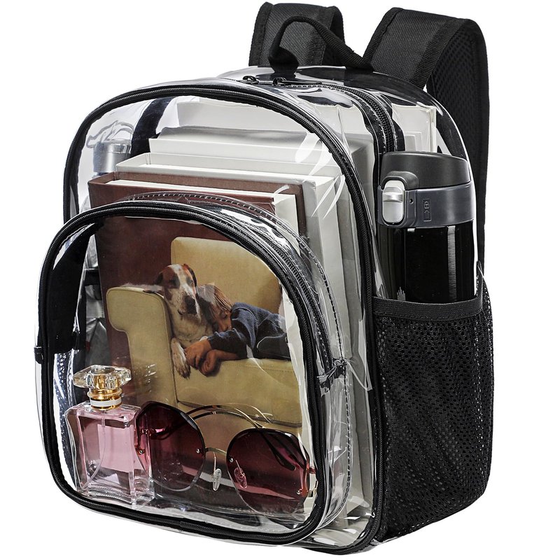 KUI WAN Clear Backpack Stadium Approved 12x12x6 Small Clear Bag for Concert,Work,Festival,Security,Stadium, Coffee