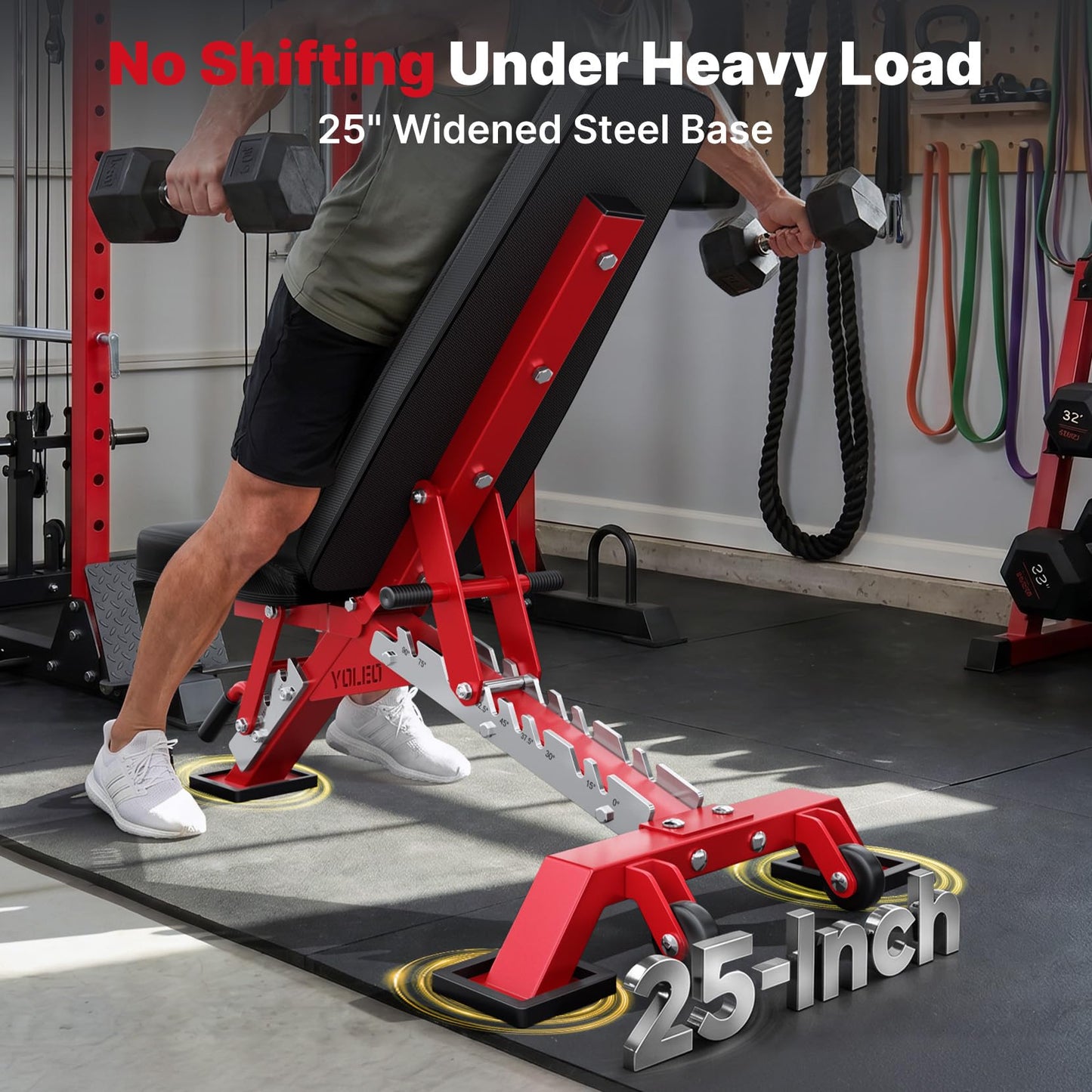 YOLEO Commercial Adjustable Weight Bench, ASTM Certified 2315LB, 8-Gauge Steel Workout Bench, Incline Decline Flat for Gyms