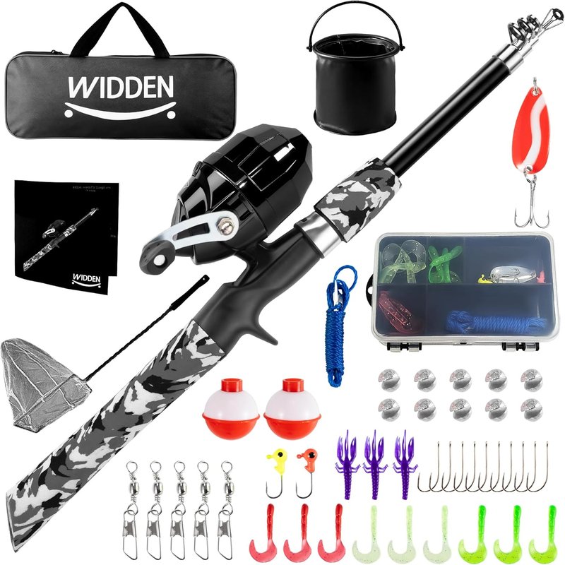 Kids Fishing Pole - Portable Telescopic Fishing Rod & Reel Combo Kit with Tackle Box & Net | Ideal for Boys & Girls