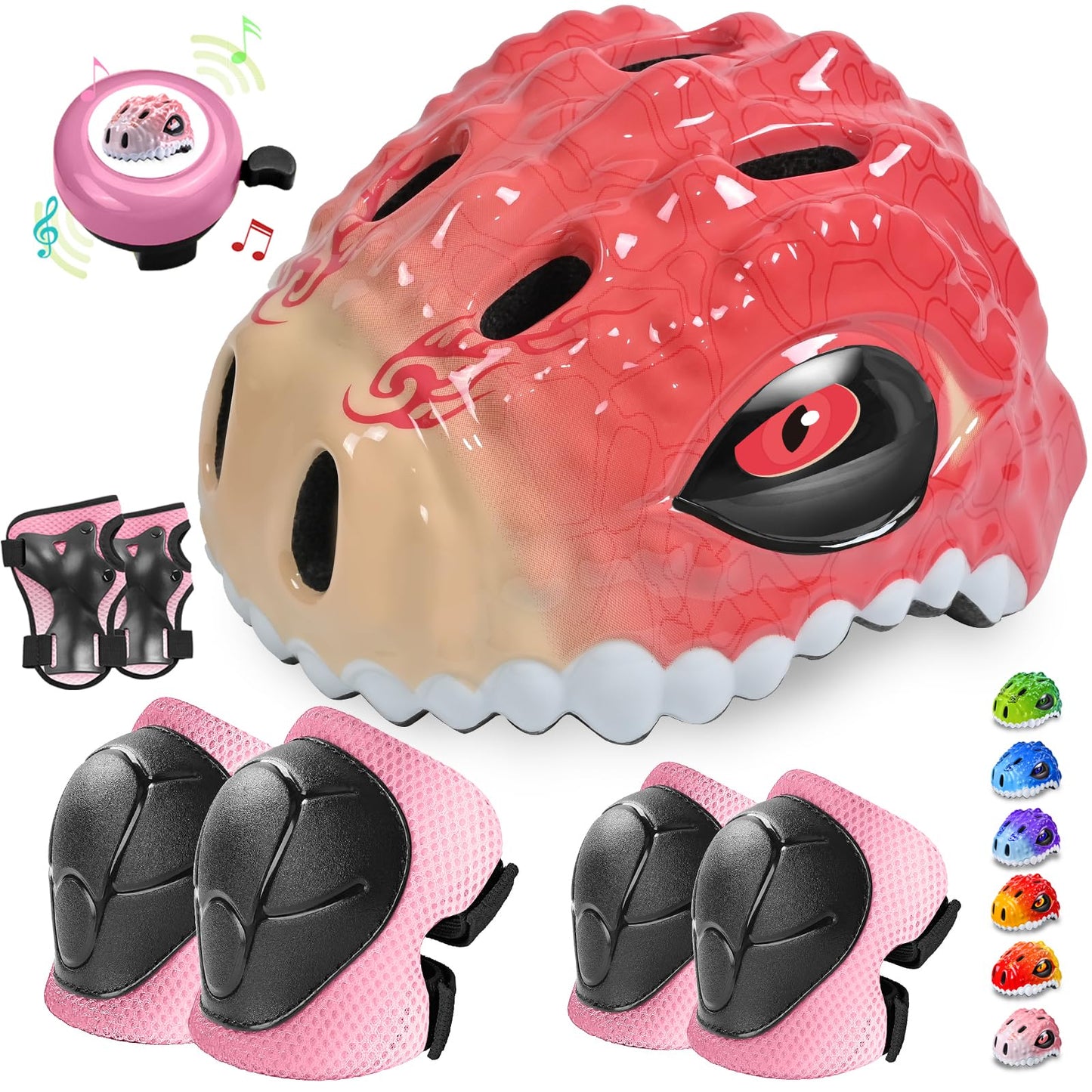 Safuty1st Toddler/Kids Bike Helmet Set for Boys Girls 3D Adjustable Kids Helmet Multi-Sports Skateboard Scooter Cycling Roller Balance Bike