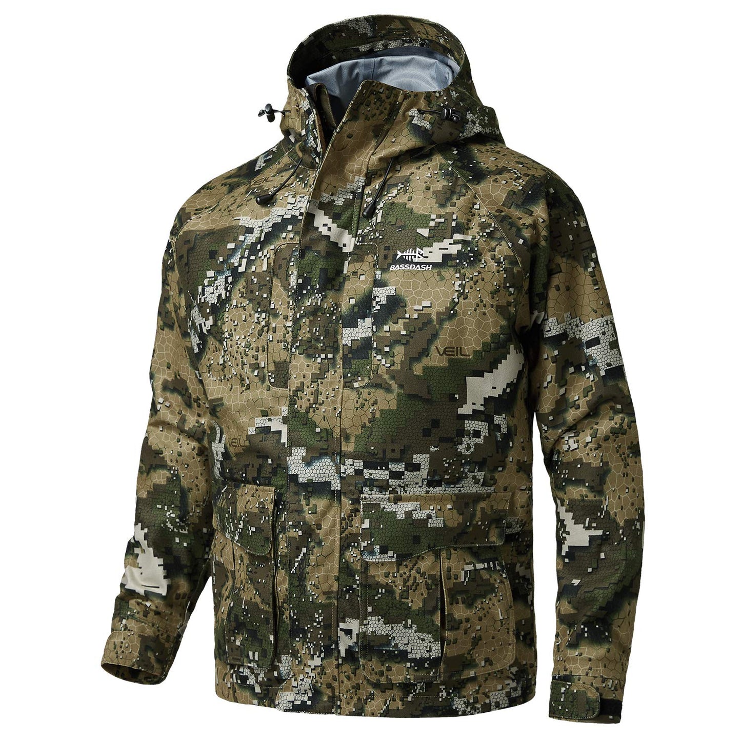 BASSDASH Walker-LW Breathable Waterproof Fishing Hunting Wading Jackets with Silent Outer Fabric for Men Women in 7 Sizes