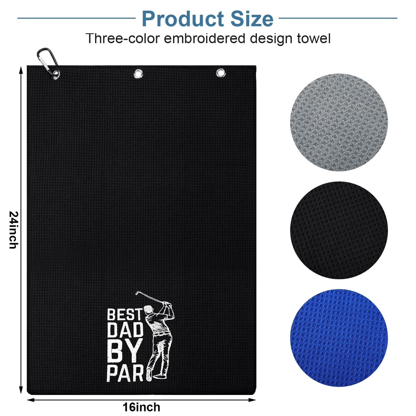 Moukeren 3 Pcs Fathers Day Dad Gifts for Men Funny Men Golf Towels Microfiber Embroidered Ball Towel with Clip for Man Golf Bags for Father's Day Birthday Husband Golfball Fan Gifts
