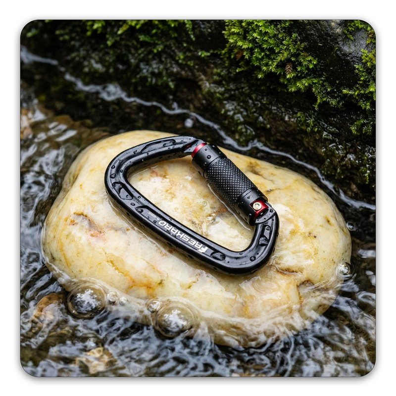 FresKaro Climbing Carabiner Clip, Heavy Duty, Auto Locking, Twist Lock Carbineers for Firefighter, Rock Climbing, Rappelling, Hunting, Gym, UIAA CE Certified 25kN Karabiners, 4 Inch, Black, 4 Pack