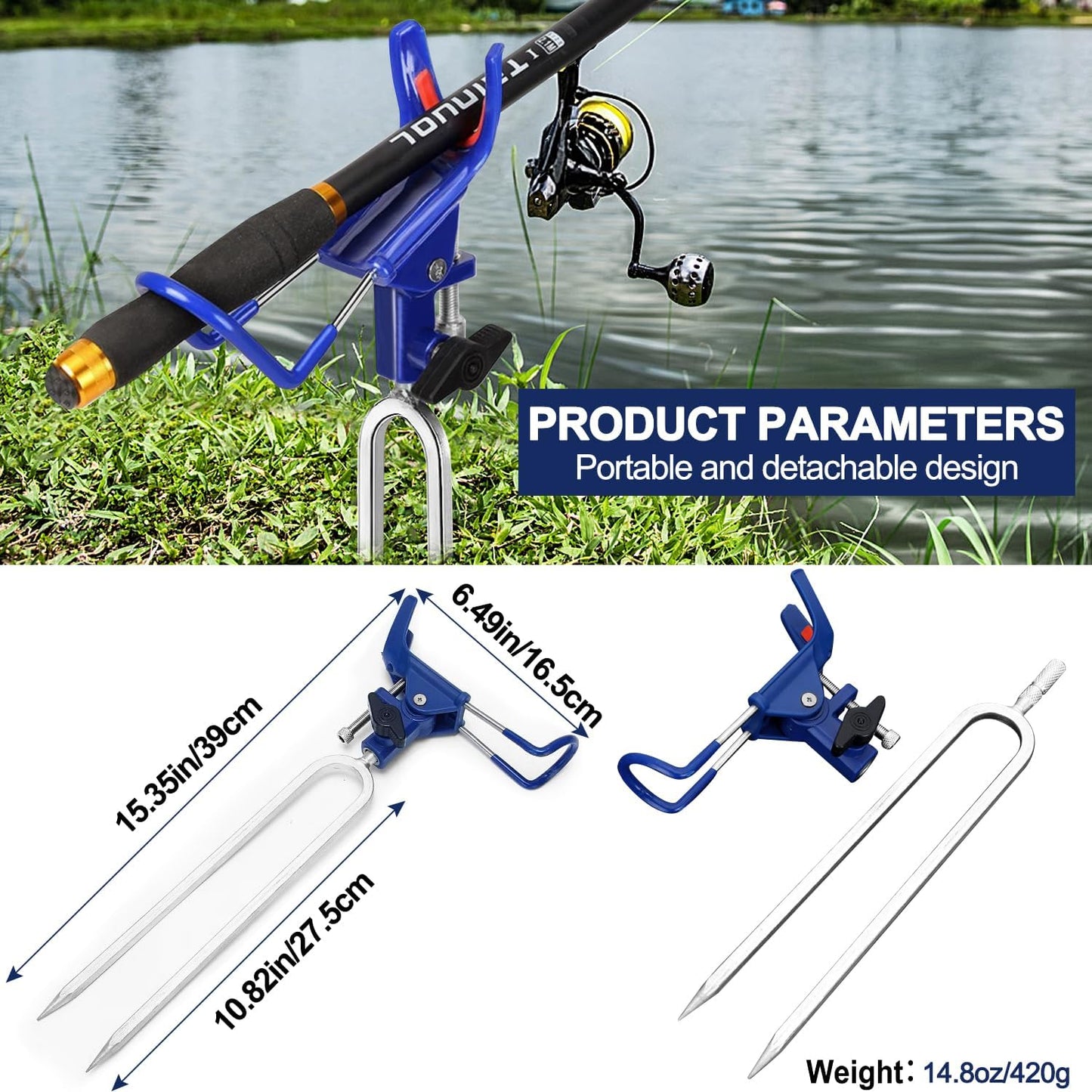 Fishing Rod Holders for Bank - 360° Adjustable Fishing Pole Holders for Ground, Shore, Beach | 2 Pack