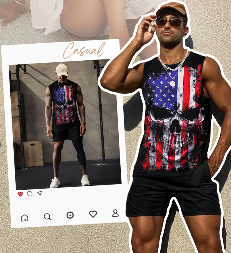 Indoner Mens Graphic Tank Tops Workout Sleeveless Shirts Hawaiian Palm Tree Vacation Tanks for Men Summer Beach T-Shirt