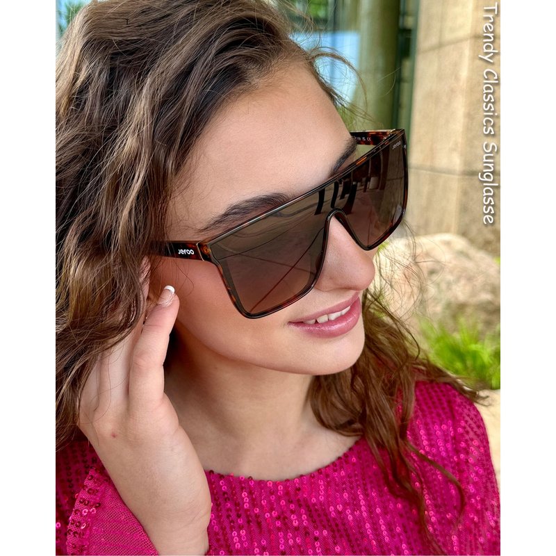 Jefoo Polarized Square Sunglasses for Women Men Oversized Fashion Siamese Lens Style Flat Top Shield Shades UV Protection