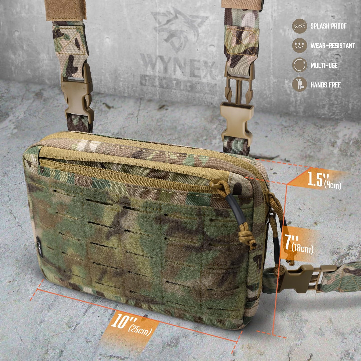 WYNEX Tactical Chest Rig Bag of Laser Cut Design, Molle Chest Pouch Utility Recon Kit Bag Tactical Chest Pack Bag