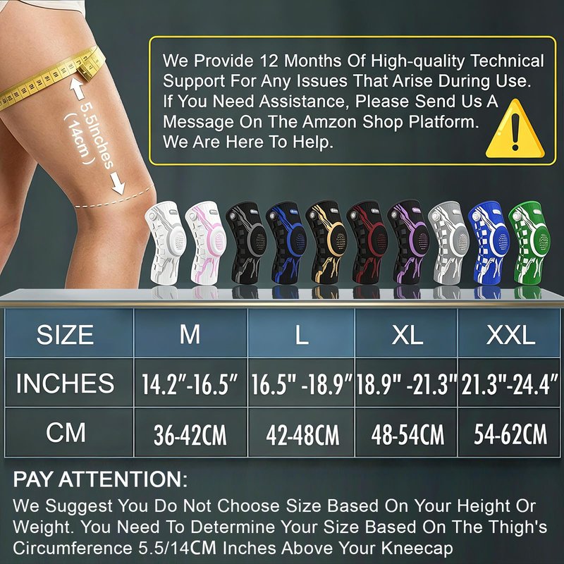 Kuangmi Knob Knee Brace for Pain Relief, Knee Support with Patella Gel Pad & Side Stabilizers, Compression Knee Sleeve for Workout, Arthritis, Joint Pain, Meniscus Tear (Black,Right,Large,Single)