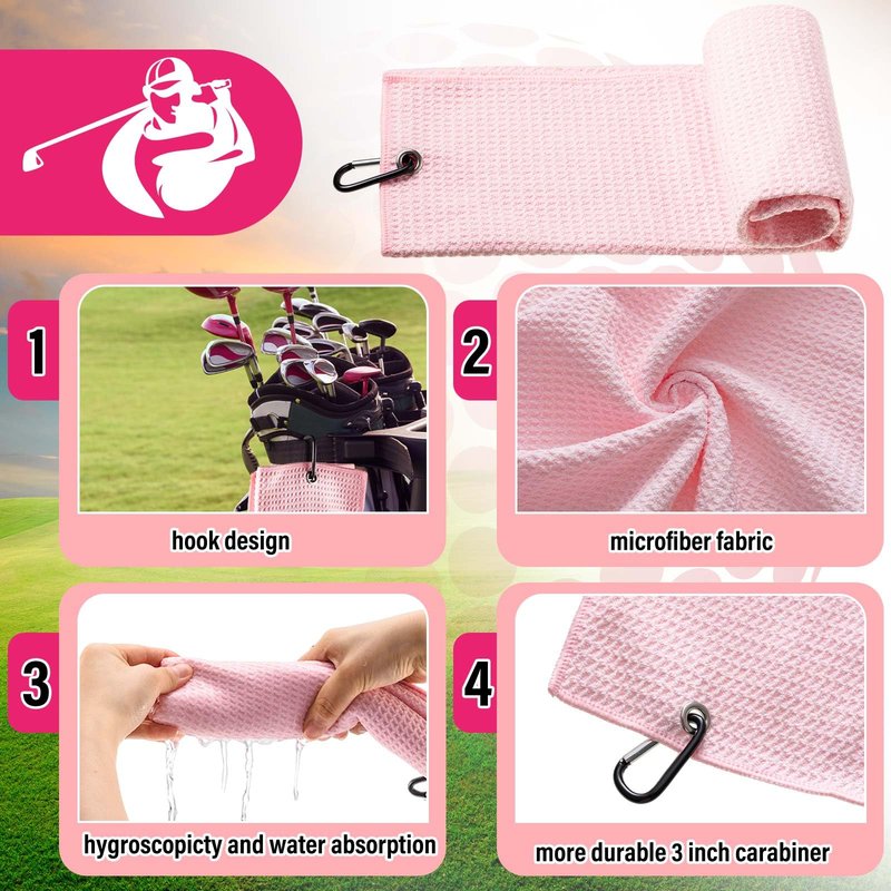 Liliful 12 Pcs Golf Accessories Kit, Include Golf Ball Bag with Hook Towel Tees Magnetic Ball Marker Divot Tool Cleaner Brush for Women Man Gifts(Pink)