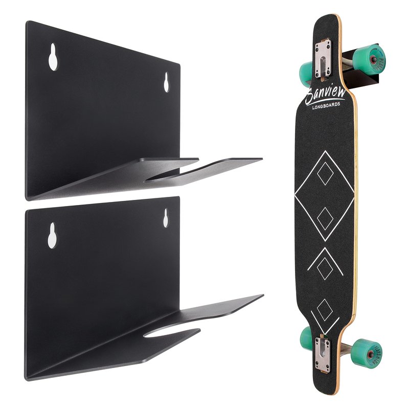 MIUONO Skateboard Wall Mount, Skateboard Rack Wall Hanger for Storage Display, Heavy Duty Design (2 Pack)