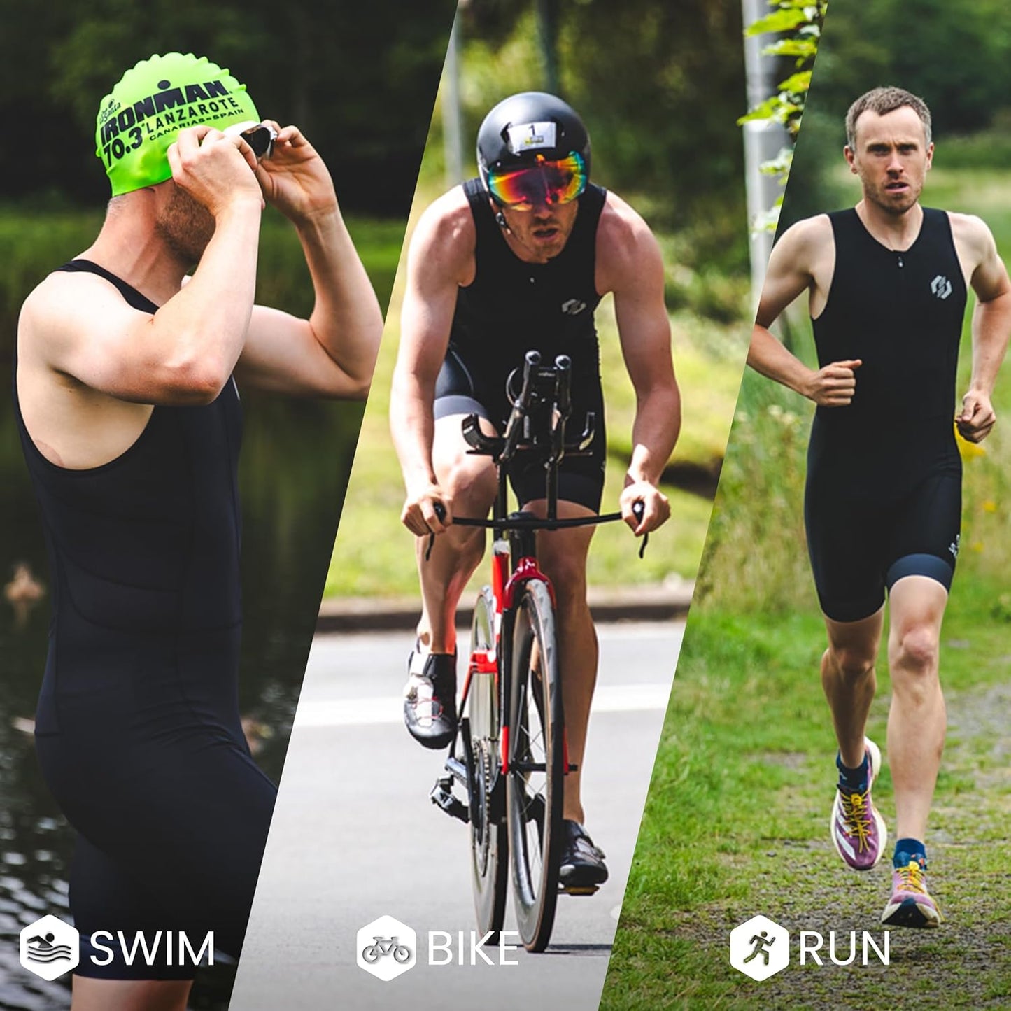 Men's Triathlon Suit - Solid Black Sleeveless Trisuit | Lightweight Race Apparel for Optimal Performance