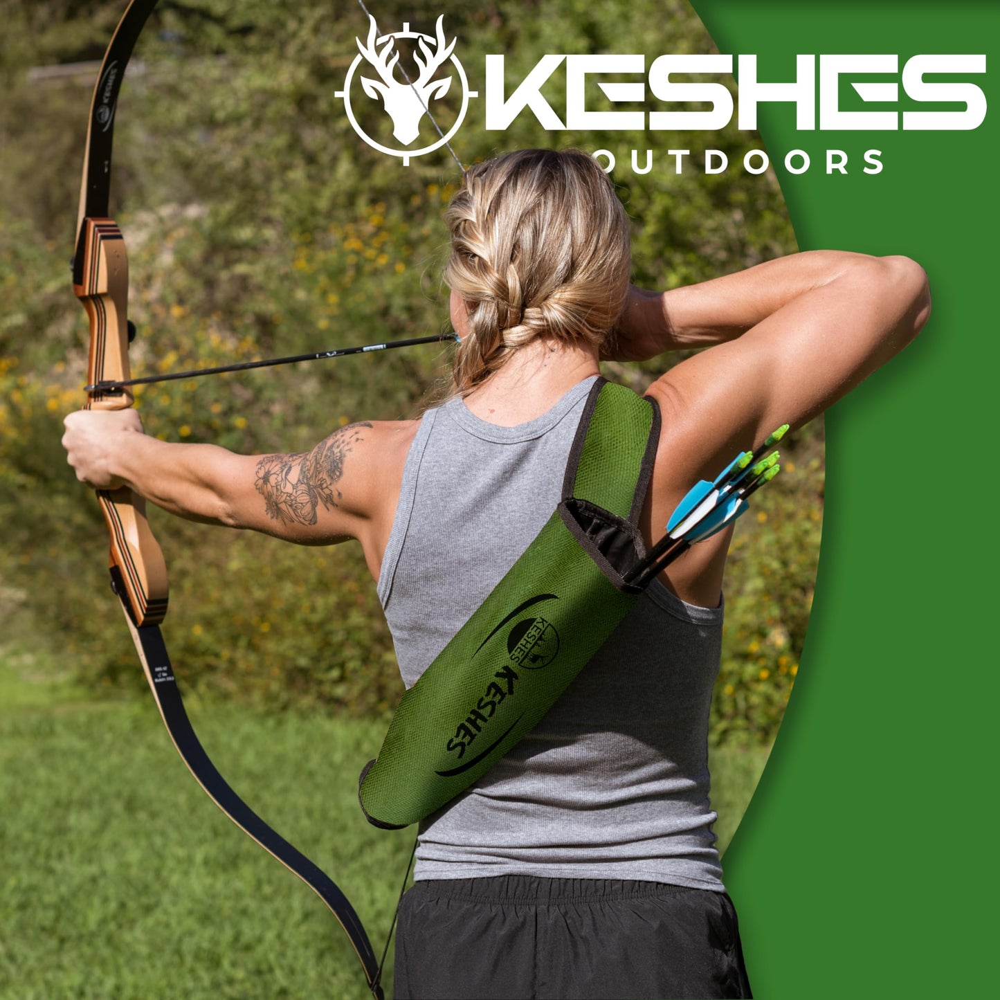 KESHES Archery Back Arrow Quiver Holder - Adjustable Quiver for Arrows with Shoulder Strap and Belt Clip - Ideal for Bow Hunting & Target Practice for Youth & Adults