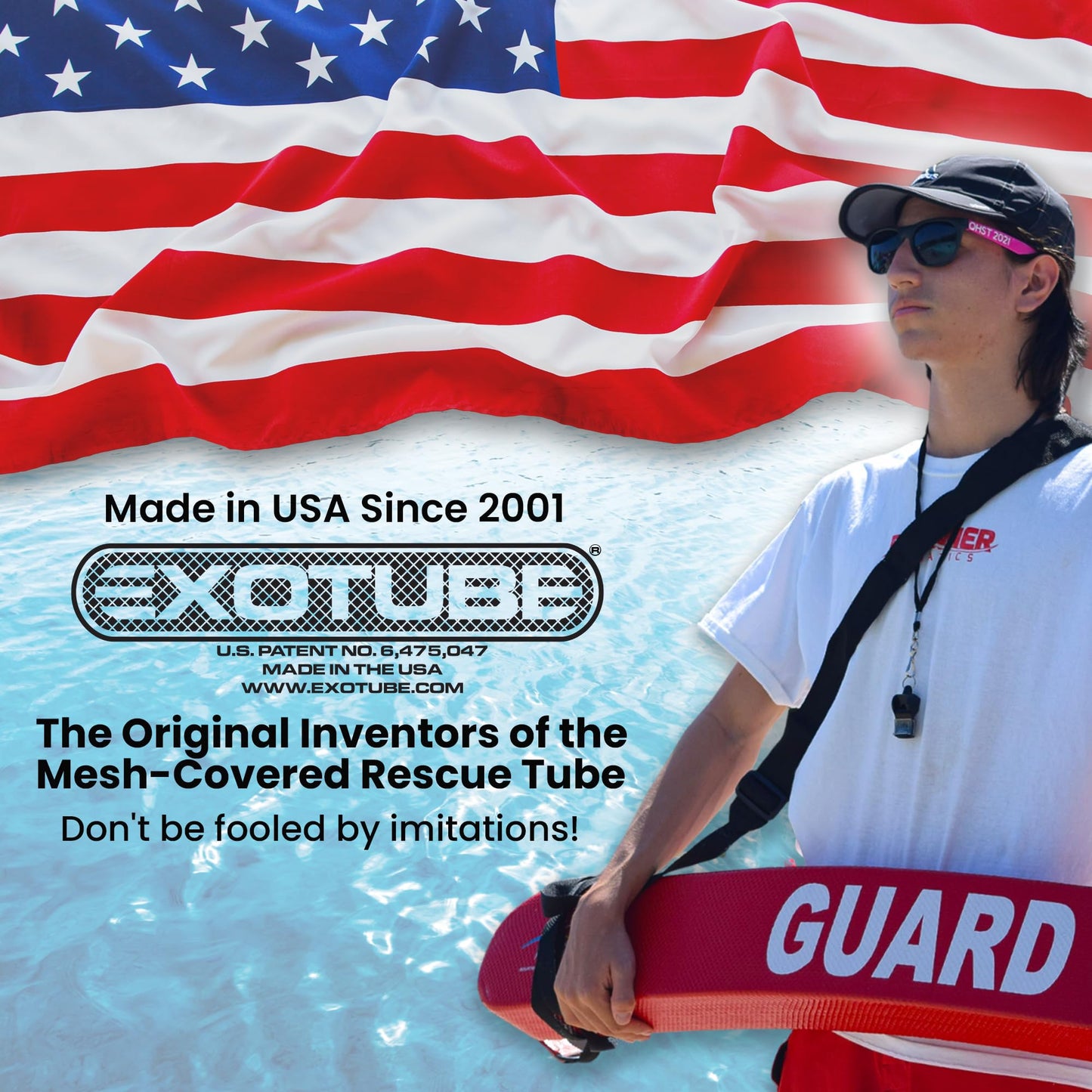 Aquamentor 40" - 50" ExoTube - Made in The USA - Lifeguard Rescue Tube, Pick Resistant Mesh Casing, Crafted for Durability, Superior Grip, and Performance in Lifesaving Emergencies