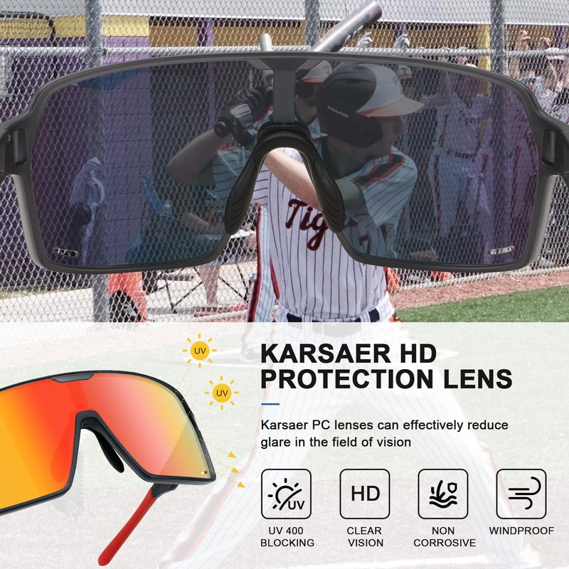 Karsaer 2 Pcs Oversized Sports Sunglasses for Men Women, Large Frame UV Protection Eyewear, Ideal for Baseball Running Cycling Golf